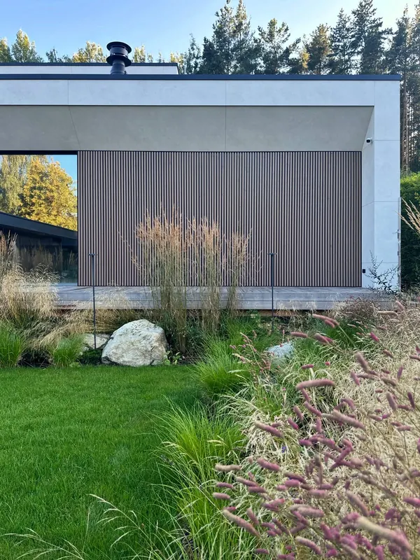 Modern garden with ornamental grasses
